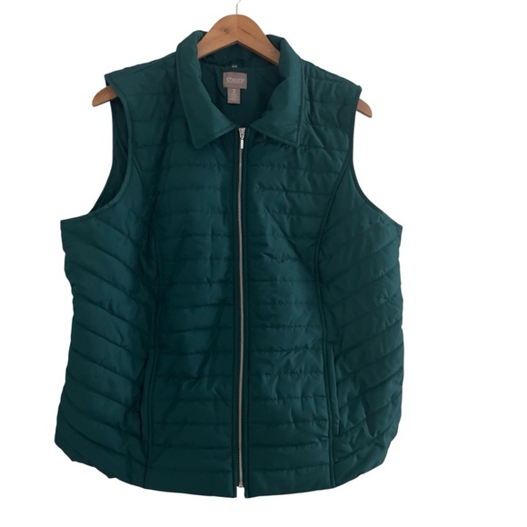 Chico’s Women’s Sz XL Sz 4 Green Lightweight Zip Up Quilted Vest - Picture 1 of 8